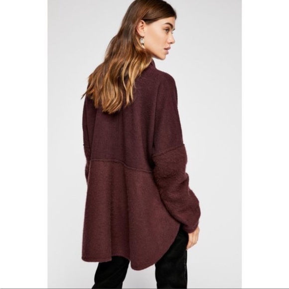 Free People Beach Bellevue Pullover Tunic Top Mixed Material Fleece Purple NWT - Picture 16 of 16